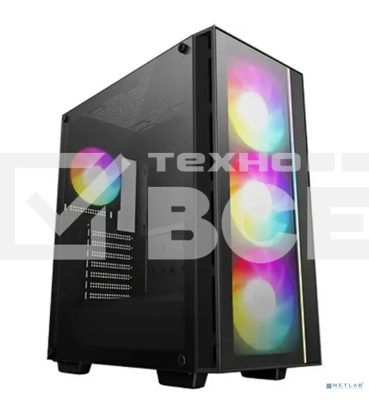 Компьютерный корпус Deepcool MATREXX 55 V4 без БП, боковое окно (закаленное стекло), 3xARGb LED 140мм вентилятора спереди, 1xARGb LED 120мм вентилятор сзади, черный, ATX