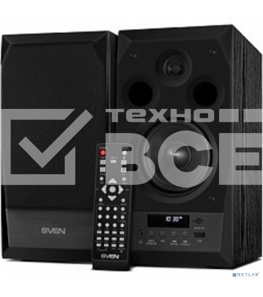 Акустическая система 2.0 SVEN MC-10, чёрный, мощность 2x25Вт (RMS), FM-тюнер, USB/microSD, дисплей, пульт ДУ, Bluetooth SVEN MC-10, чёрный, акустическая система 2.0, мощность 2x25Вт (RMS), FM-тюнер, USB/microSD, дисплей, пульт ДУ, Bluetooth