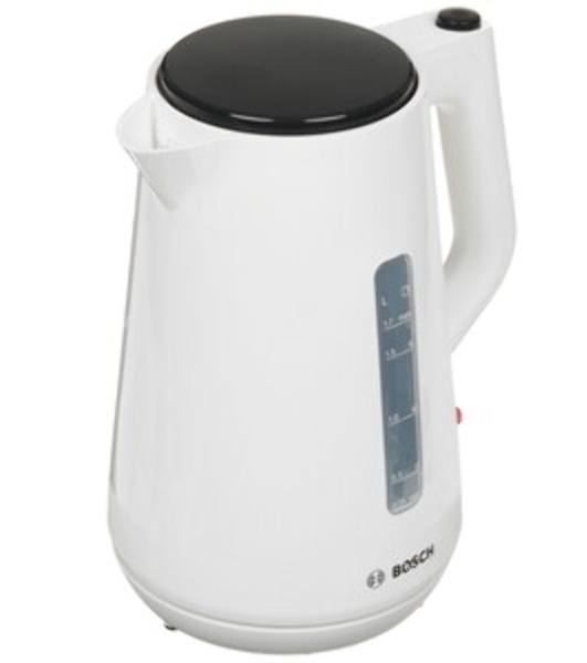Электрочайник Bosch TWK1M121 белый, 1.7 л, 2400 Вт, скрытый нагревательный элемент