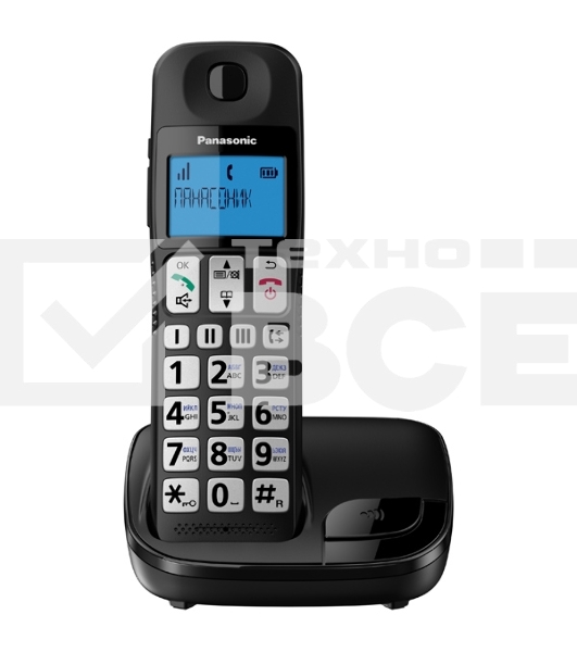 Телефон беспроводной (DECT) Panasonic KX-TGE110RUB черный АОН