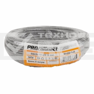 Кабель FTP PROconnect 4PR 24AWG, CCA, CAT5e, PVC, серый, бухта 25 м