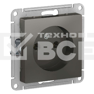 Механизм розетки 1-м СП AtlasDesign 16А IP20 без заземл. сталь SchE ATN000941