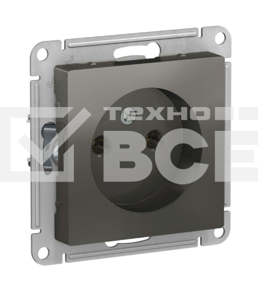 Механизм розетки 1-м СП AtlasDesign 16А IP20 без заземл. сталь SchE ATN000941
