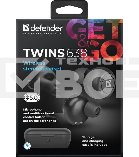 Гарнитура Defender TWINS 638 черный