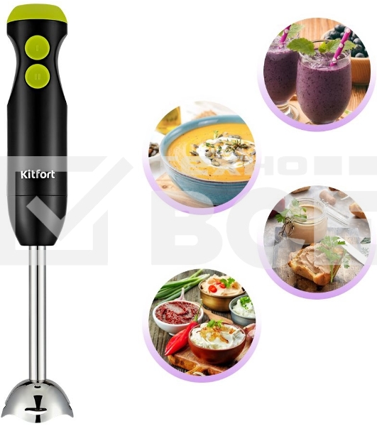Блендер погружной Kitfort КТ-3041-2 350Вт черный/салатовый