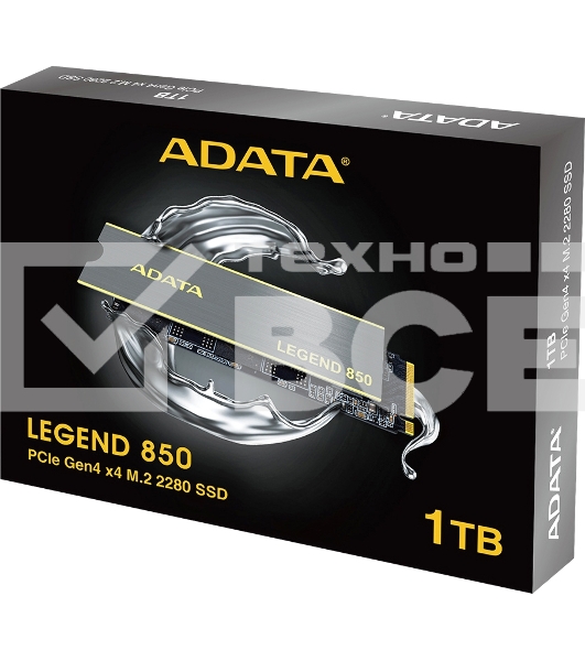 Накопитель SSD ADATA LEGEND 850, 1Tb, PCIe 4.0 x4, M.2 2280, NVMe, R/W 5000/4500, с радиатором