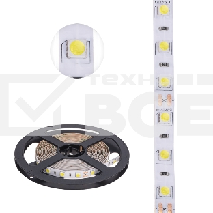 Лента LED 3 м 12 В 5050 6500 К IP23 60 LED/м для БП с клеммами LAMPER