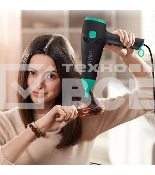 Фен Kitfort КТ-3222 2000Вт черный/бирюзовый