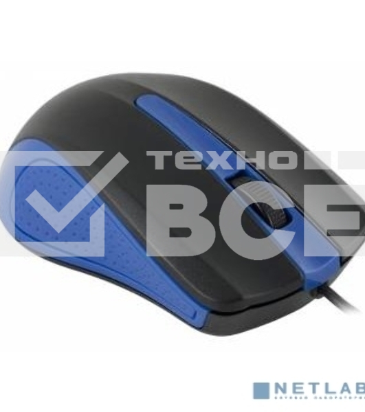 Мышь проводная Oklick 225M черный/синий, 1200 dpi, USB, кнопки - 3