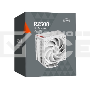 Кулер для процессора PCCooler RZ500 WH (250W, 4-pin PWM, 155mm, Al/Cu, 5x6mm, 1x120mm, 86.73CFM, 32dBA, 2200RPM, S: 1851/1700/1200/115X, AM5/AM4, white)