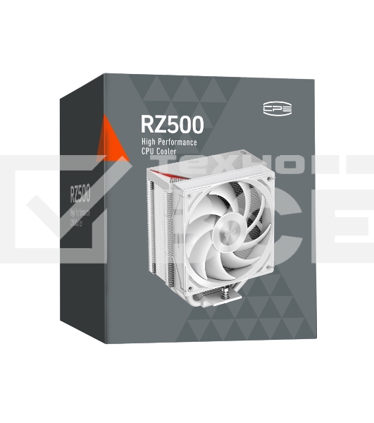Кулер для процессора PCCooler RZ500 WH (250W, 4-pin PWM, 155mm, Al/Cu, 5x6mm, 1x120mm, 86.73CFM, 32dBA, 2200RPM, S: 1851/1700/1200/115X, AM5/AM4, white)
