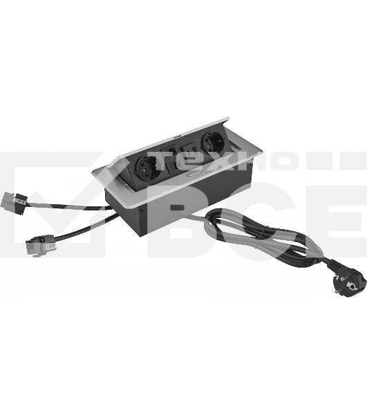 Розетка Cactus CS-SOCKET-EU2-USBA/C-NET для столешницы серый