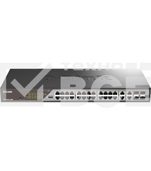 Сетевой коммутатор Smart L2 Surveillance Switch 24х1000Base-T PoE, 4xCombo 1000Base-T/SFP, PoE Budget 370W, Long-range PoE up to 250m