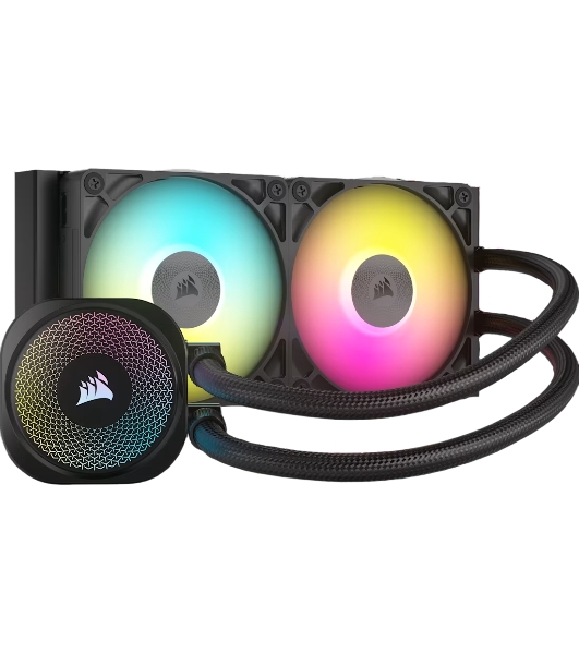 Система жидкостного охлаждения Corsair iCUE LINK TITAN 240 RX RGb (240мм, черный, RGb/ Fans: 2x120мм, 73.5CFM, 36dBA, 2100RPM/ S: 1851, 1700, AM5, AM4)