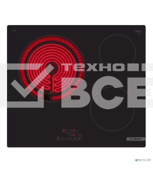 Электрическая варочная панель Bosch PKK611BB2E 60 см черный, 3 зоны нагрева, Размеры прибора (мм), 45 x 592 x 522 мм