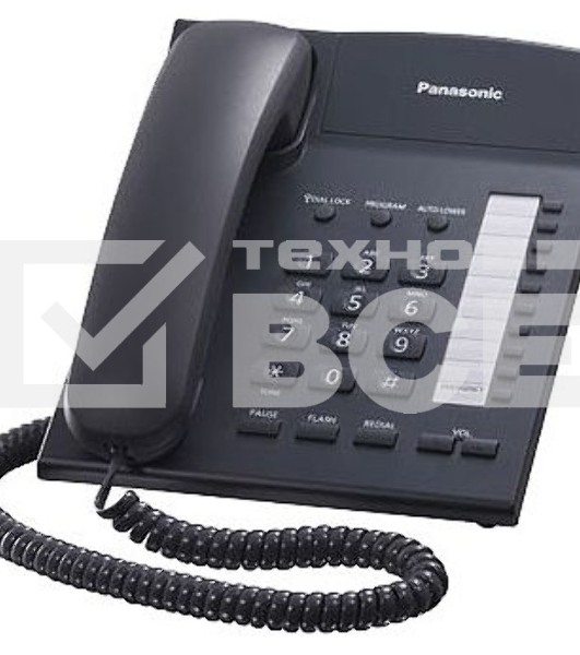 Телефон проводной Panasonic KX-TS2382RUB черный индикатор вызова,повторный набор последнего номера,4 уровня громкости звонка