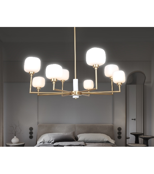 Люстра Ambrella light LH53017/8 BS/FR латунь/белый матовый G9*8 max 40W D830*680