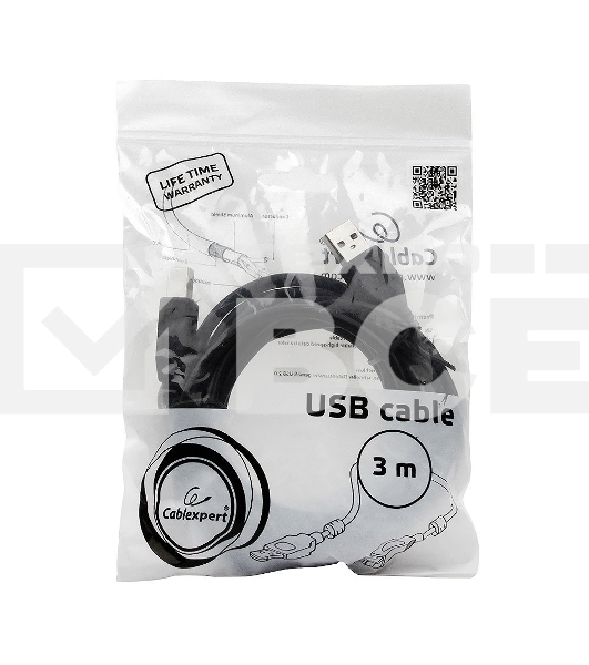 Кабель Gembird/Cablexpert CCF2-USB2-AMBM-10 USB 2.0 Pro AM/BM, 3м, экран, 2феррит.кольца, черный, пакет