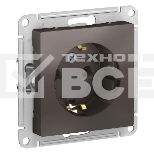 Механизм розетки 1-м СП ATLAS DESIGN с заземл. 16А мокко SchE ATN000643