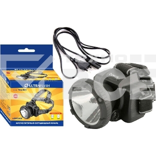 Фонарь налобный аккумуляторный LED 5366 (220В LED 2 режима; черн.) Ultraflash 11649