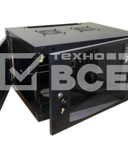Шкаф настенный Lanmaster Next TWT-CBWNG-6U-6X6-BK 6U 550x600мм пер.дв.стекл съемные бок.пан. 60кг черный