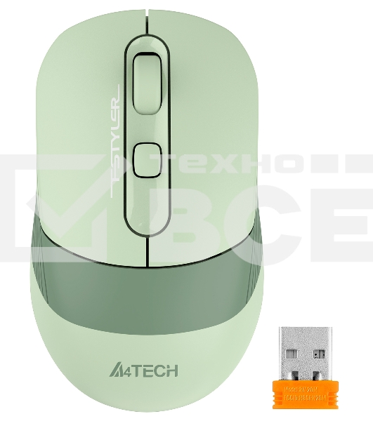 Мышь беспроводная A4Tech Fstyler FB10C зеленый, 2000 dpi, радиоканал, Bluetooth, USB, кнопки - 4
