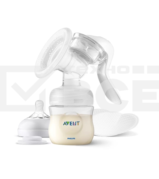 Ручной молокоотсос Philips SCF430/10. В комплекте: 1 ручной молокоотсос, соска серии Natural, фиксирующее кольцо, крышка для транспортировки