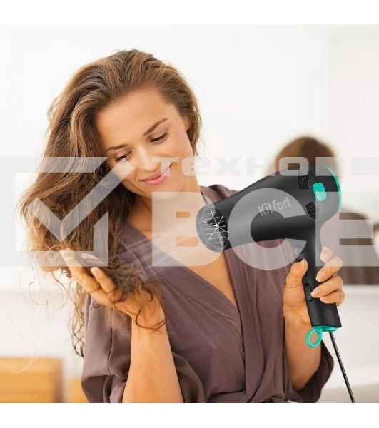 Фен Kitfort КТ-3222 2000Вт черный/бирюзовый