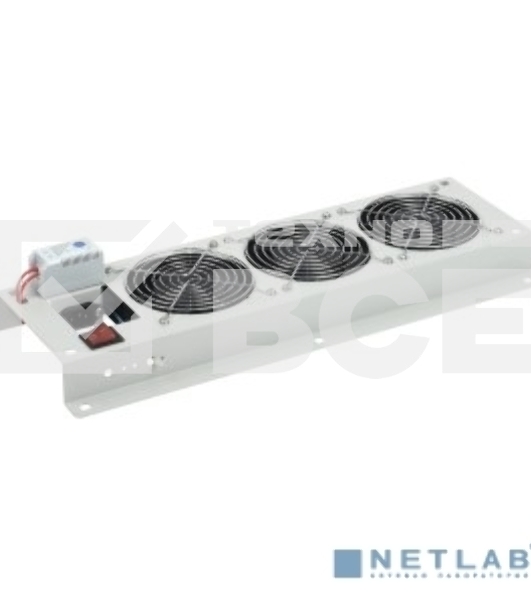 Вентиляторная панель с выключателем и термостатом ITK FM35-32M 3 модуля серая