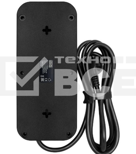 Сетевой фильтр Powercom SP-08 USB03AB 1,8 m 1.8м (8 розеток) черный (коробка)