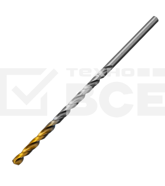 Сверло спиральное по металлу 4,5 х 126 мм, Р6М5, Golden Tip, удлиненное Denzel