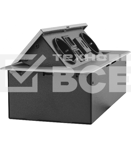 Розетка Cactus CS-SOCKET-EU2-USBA/C-NET для столешницы серый