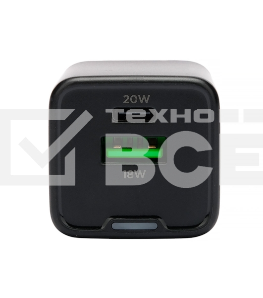Зарядное устройство Cablexpert MP3A-PC-62, 20Вт GaN, 3А, QC4.0/PD, 1xUSB, 1xType-C, черный, пакет