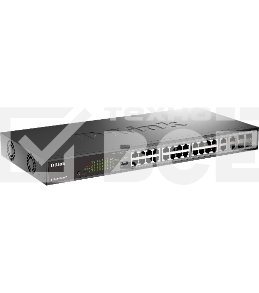 Сетевой коммутатор Smart L2 Surveillance Switch 24х1000Base-T PoE, 4xCombo 1000Base-T/SFP, PoE Budget 370W, Long-range PoE up to 250m