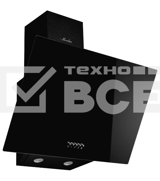 Наклонная вытяжка MONSHER ASTRA 50 Noir, ширина 50 см, отвод/рециркуляция, 700 м3/час, механическое кнопочное управление, 3 скорости, светодиодное освещение 2*1 Вт, металлические жироулавливающие фильтры, угольный фильтр KM 101 (опция), цвет: чёрный ПРОМО