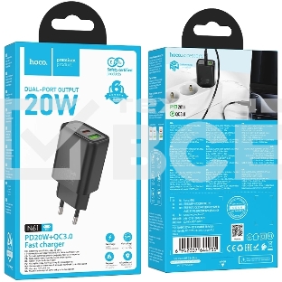 Сетевое зарядное устройство Hoco N61 Gentle 20W 3A (PD+QC) черный (44235)