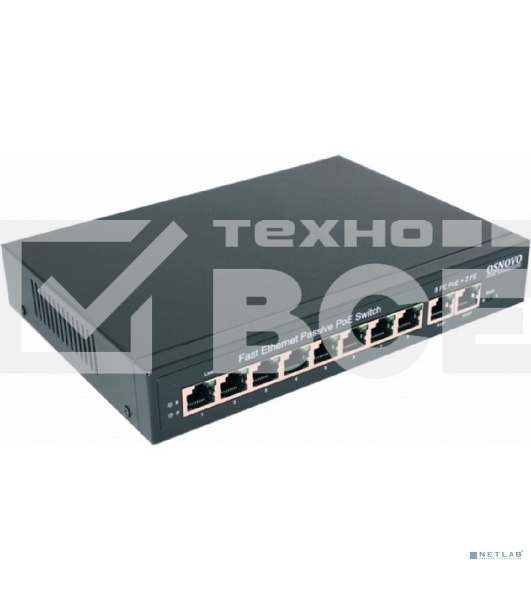 Коммутатор Passive PoE OSNOVO SW-21000/A(120W), 8*10/100 Base-T+ 2*10/100 Base-T Uplink, до 30W на порт