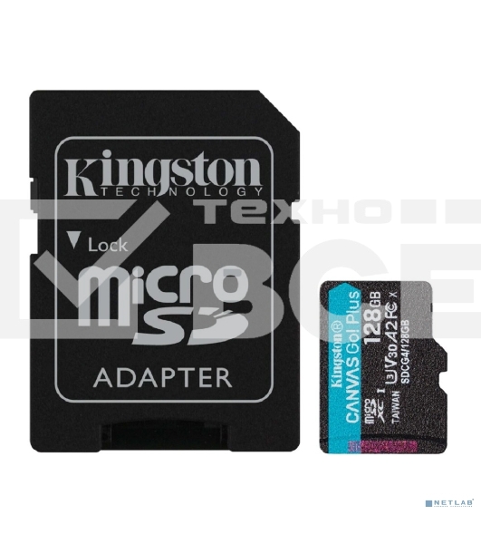 Флеш карта microSDXC 128Gb Kingston SDCG4/128Gb Canvas Go! Plus V30 A2 + adapter