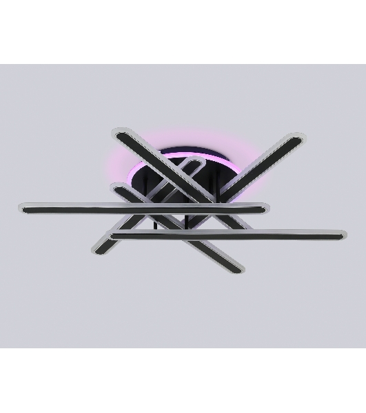 Потолочный светодиодный светильник FA8908 BK/CH черный/хром 125W 3000-6400K+RGB 800*770*160 (ПДУ ИК)