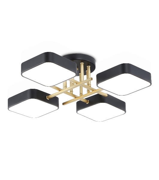Люстра светодиодная на штанге Ambrella light FL516343/4 BK/GD черный/золото 72W 3000-6000K 550*550*150 (без ПДУ)