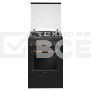 Плита газовая Hansa FCGA62109 черный, конфорок 4 шт, духовка 58 л, 60 см x 85 см x 60 см