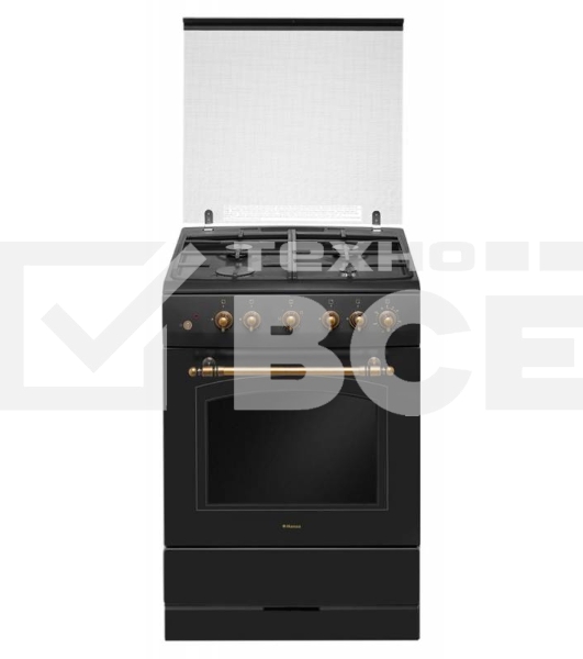 Плита газовая Hansa FCGA62109 черный, конфорок 4 шт, духовка 58 л, 60 см x 85 см x 60 см
