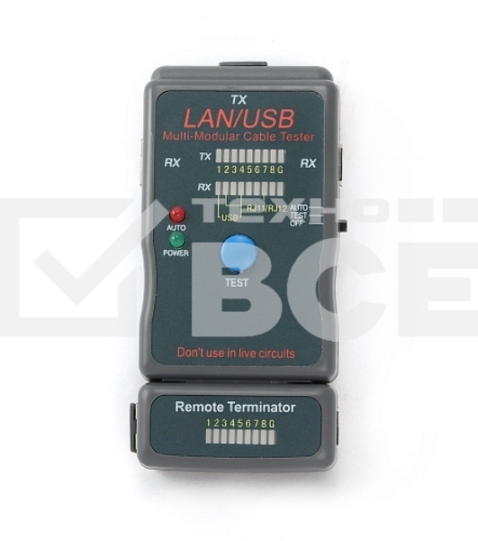 Тестер LAN Cablexpert NCT-2, 100/1000 Base-TX, для UTP, STP, RJ-11, USB-кабеля
