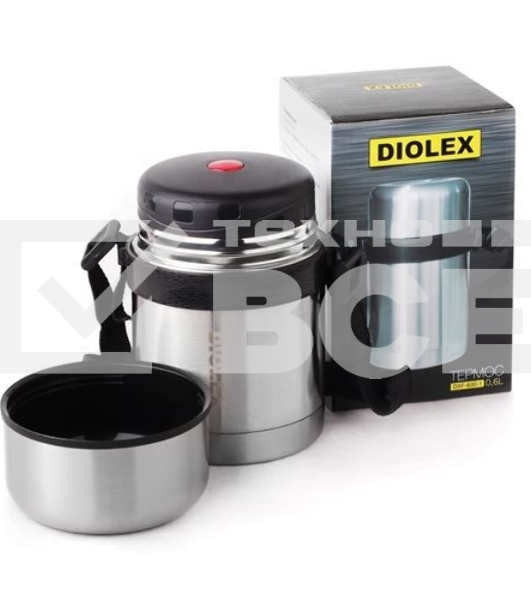 Термос Diolex DXF-600-1 600 мл, суповой,ремешок в комплекте, нержавеющая сталь