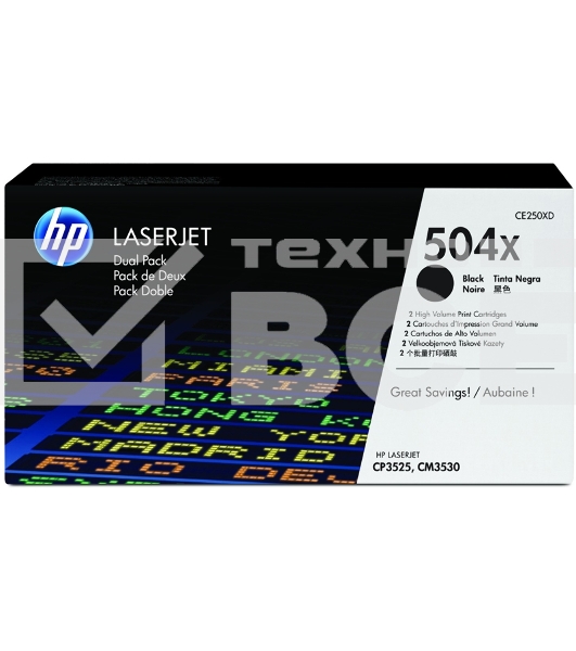 Картридж лазерный HP CE250XD черный двойная упаковка для CLJ CP3525, CM3530 2 х 10 500 стр.