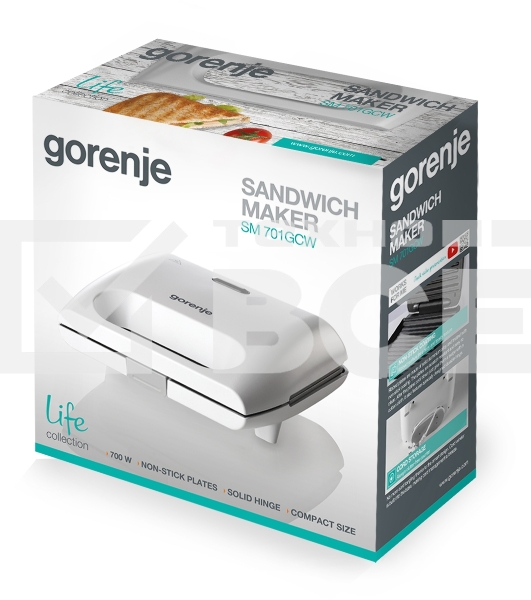 Сэндвичница Gorenje SM701GCW 700Вт белый