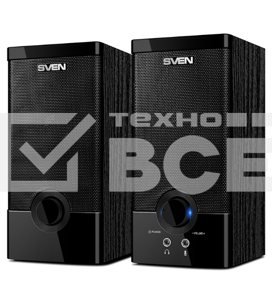 Колонки Sven SPS-603 черный {USB-порт ПК, ноутбука или адаптер 5V DC}