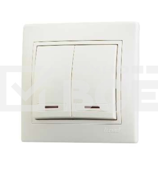 Выключатель 2-кл. СП Мира 10А IP20 с подсветкой крем./крем. LEZARD 701-0303-112