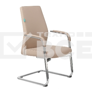 Кресло офисное Бюрократ _JONS-LOW-V/BEIGE бежевый, кожа, на полозьях