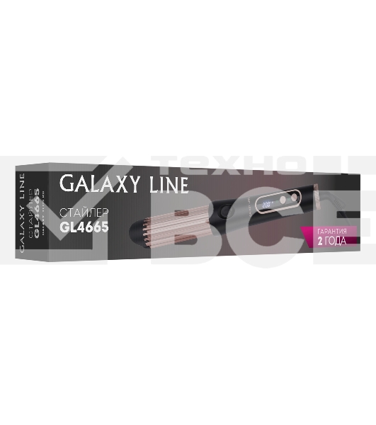 Стайлер Galaxy Line GL 4665, черный, 30-50 Вт, регул. темп. (120-200°C), авт. блок. темп., светодио. дисп., нагреват. элем. с защ. от перег., плав. пласт. с керам. покр., раб. поверх. диам. 36 мм, функ. 